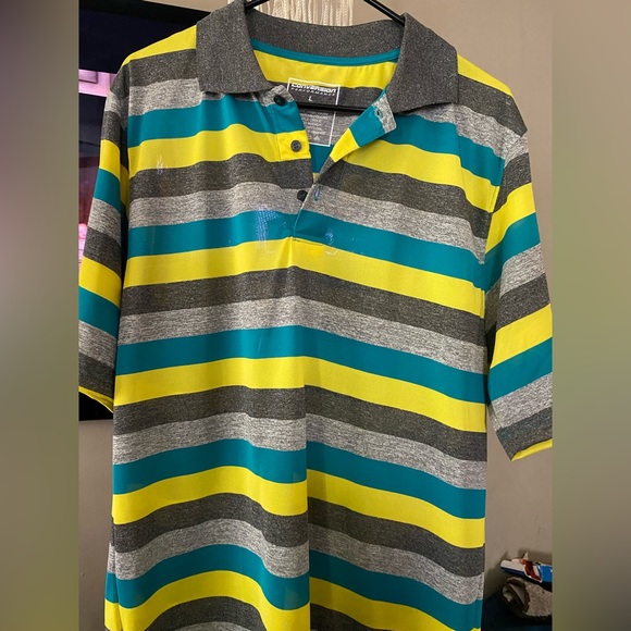 Men’s Multi Color Short Sleeve Polo Shirt Size L, 100% Polyester Material - Picture 1 of 6